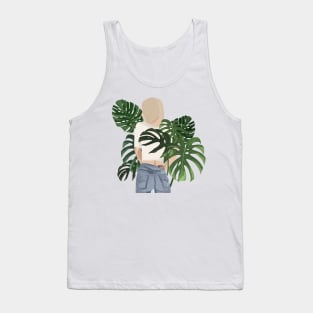 Girls with monstera plant leaves Tank Top